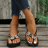 Luxury Crystal Butterfly Wedge Heel Flip Flops Women Fashion Clip Toe Thick Bottom Slippers Woman Summer Beach Non Slip Slides