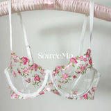 Everyday French Lace Bra Set Sheer Mesh Underwire Large Bust Support Floral Embroidery Comfort Wear Sexy MOYISU Panty Tushy Set