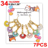 Cat Knitting Stitch Markers Metal Animal Enamel Charms Crochet Locking Knitting Markers Sew Accessories