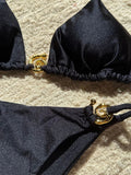 Shiny Sparkling Halter Metal Ring Bikini Women Swimwear Female Swimsuit Two-pieces Bikini Set Brazilian Bather Bathing Suit Swim