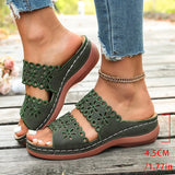 Vinatge Hollow Out Platform Sandals Women Lightweight Plus Size Wedges Sandles Woman Comfortable Thick Sole Casual Sandalias 43