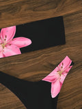 2025 Bandeau Thong Bikini Printed Floral Swimwear Female Sexy Swimsuit Women Bathers Bathing Swimming Swim Suit Beachwear