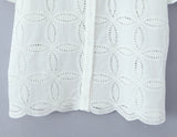 Foridol Summer Casual White Lace Dress Set for Women Hollow Out Embroidery Skirt Outfits 2 Pcs Loose Beach New Suit Skirt Set