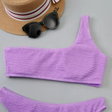 One Shoulder Bikinis 2026 Women Sexy Swimwear Female Brazilian Swimsuit Solid Beachwear Bathers Bathing Swimming Swim Suit