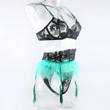 Toucheart 3 Piece Set Lingerie Garter Sets Lingerie For Woman Sexy Mini Skirt See-Through Embroidered Bra Erotic Underwear New