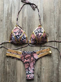 Sexy Halter Push Up Brazilian Bikini 2025 Women Bandage String Swimsuit Female Swimwear Two Pieces Bikini Set Bathing Suit Swim