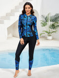 2026 Long Sleeve Zipper Surfing Swimsuit Print Pants Swimwear Women Two Pieces Diving Clothes Beachwear Bathing Swimming Suit
