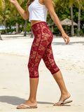 Women's Lace Capris Swim Cover-ups Summer Elastic Waist Floral Mesh Lingerie Pants Leggings for Party Club Beach