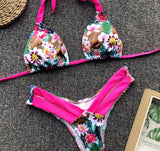 Bikini 2026 Sexy Leopard Floral Print Halter Swimwear Swimsuit Women Bikini Set Bathing Suit Beach Bikini Female Banadores Mujer