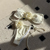 14 Colors 3D Flowers Bandeau High Cut Bikini Female Swimsuit Women Swimwear Two-Pieces Bikini Set Bather Bathing Suit Swim V5265