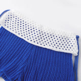 Women Beach Shorts Trendy Contrast Color Foldover Sheer Knit Short Pants Summer Sexy Bohemian Shorts