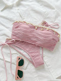 XS - XL Bandeau Wrinkled High Cut Bikini Women Swimwear Female Swimsuit Two-pieces Bikini Set Shells Bather Bathing Suit Swim
