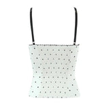Fashion Sexy Polka Dot For Women And Stylish Off-Shoulder Top White Polka Dot Top With Lace Trim Square Neckline For Women 7RGH