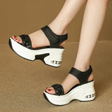 Sequin Chunky Wedges Sandals Women Plus Size 42 High Heel Platform Sandles Woman Comfy Thick Bottom Heighten Gladiator Sandalias
