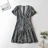 Foridol Blue Floral Print Summer Beach Dress Women Casual Holiday Short Sleeve Dress Boho Sundress Vestidos Fashion Clothes