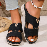 Summer Lightweight Wedges Slippers Women Metal Decor Plus Size 36-43 Beach Sandals Woman Comfortable Printed Platform Sandles