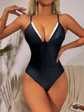 2026 Sexy Strappy Swimsuit One Piece Black Swimwear Women Drawstring Bathers Bathing Swimming Swim Suit Female Beachwear