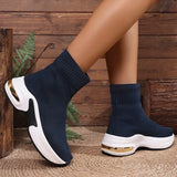 2025 Thick Bottom Knitted Ankle Boots Women Comfort Breathable Platform Sock Shoes Woman Plus Size Wedges Short Booties Mujer