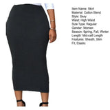Women Skirt Solid Color Elastic Bodycon High Waist Mid-calf Length Sheath Skirt No Constraint Match Top Comfortable Dating Skirt