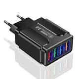 4 Ports Quick Charge 3.0 Wall Fast Charger Adapter Micro USB Fast Data Sync Charger Cable for Samsung Xiaomi Huawei Mobile Phone