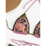 5 Colors Sexy Printed Halter Frilled Bikini Women Swimwear Female Swimsuit Two-Pieces Bikini Set Bather Bathing Suit Swim V4651