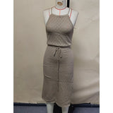 Halter Backless High Leg Cut Crochet Knitted Tunic Beach Cover Up Cover-ups Beach Dress Beach Wear Beachwear Female Women V5753