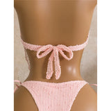 New Hollow Out Tankini Halter Bikini Female Swimsuit Women Swimwear Two-pieces Bikini set Strappy Bather Bathing Suit Swim V8076
