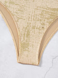 DEKA Gold One Piece Swimsuit with Metal Ring V Neck Swimwear for Women Tummy Control Slimming Halter Bathing Suits Summer Femal