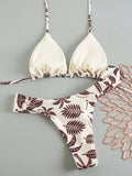 2026 Printed Thong Bikinis Padded Trikini Swimsuit Women Sexy Brazilian Swimwear Female Bathers Bathing Swimming Swim Suit