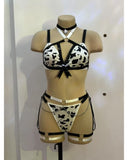 Toucheart Sexy Lingerie Suit Spotted Sexy Neck Halter Pure Sensual Uniform Lingerie Split Set Women's Sexy Halter Underwear Suit