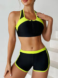 2026 Zipper Bikini Set Two Piece Swimsuit Women With Shorts Sports Swimwear Female Bathing Swimming Suit Beach Wear Summer
