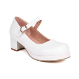 Plus Size 30-48 Mary Jane Shoes Women Sweet Lolita Round Toe Adjustable Buckle Strap Platform Thick Sole 5cm Block Heel Shoes