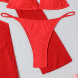 With Long Sleeve Cover Up Halter Bikini Women Swimwear Female Swimsuit Three-pieces Bikini set Bather Bathing Suit Swim V5123