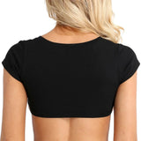 2026 Summer Sexy T-shirts Women Solid Color Short Sleeve Crop Tops Shirts Party Club Casual Tee Tops Black White Pink