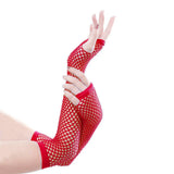 Blue Neon Fishnet Fingerless Long Gloves Arm Cuff Party Wear Fancy Dress For Women Sexy Girls Punk Gothic Dance Party Mesh Glove