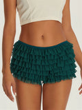 Women's Shorts Solid Color Chiffon Ruffle Layered Short Pants Elastic Waist Casual Bloomers Sexy Hot Shorts Loungewear