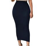 Women Skirt Solid Color Elastic Bodycon High Waist Mid-calf Length Sheath Skirt No Constraint Match Top Comfortable Dating Skirt
