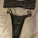Sexy two-piece bikini high temperature perm sequined women's swimsuit beach vacation swimwear
