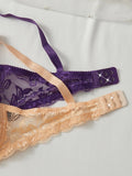 2Pcs/Set Lace Bra for Women Sexy Underwire Push-Up Bra Breathable Mesh Thin Soft Lingerie Adjustable No Lining Women's Bra