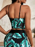 2026 Leaf Batch Swimsuit Women High Waist Bikini Set Drawstring Swimwear Female Padded Bathing Suit Swimming Beachwear Summer