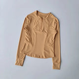 Women's Slim Fit Long Sleeved Yoga Exercise Top Elastic Half Zipper Fitness Suit for Active Wear