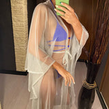 3 Colors Sexy Glitter Mesh Sheer See Through Tunic Beach Cover Up Cover-ups Beach Dress Beach Wear Beachwear Female Women V3217