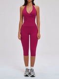 2PCS Workout Set Women Yoga Sets V Neck Cross Slim Sports Tank Top Athletic Wear Outdoor Tight High Waist Leggings Fitness Suits