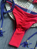 Sexy Solid color Women's Swimsuit Two-piece Triangle Swimwear Braiding rope Bikinis Set Beach Bathing Suit Brazilian Biquinis