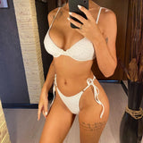 Wrinkled Underwired Brazilian Bikini Female Swimsuit Women Swimwear Two-Pieces Bikini Set Bather Bathing Suit Swim Lady V3999