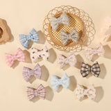 2Pcs/Set Cute Cotton Bowknot Hair Clips for Baby Girls Ins Style Hair Bows Plaid Boutique Hairgripes Kids Hair Accessories Gift