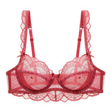 Logirlve Ultrathin Bra Transparent Brassiere Sexy Underwear Plus Size Cup Embroidery Women Lingerie Lace Bras Hollow out