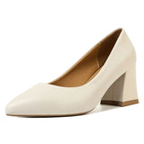 Zoki 2025 Thick Heels Basic Pumps for Women Solid Color Pointed Toe High Heel Office Shoes Woman Shallow Plus Size Pumps 35-42