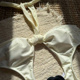 2025 New Color-Block Floral Pattern Trim One-Piece Slim Tie Hollow Out Swimsuit Sexy Backless Bathing Suit Trajes De Baño