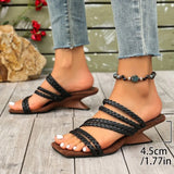 2026  Women's Fashion High Heels Sandals Square Toe Wedge Heeled Dress Shoes Woman Comfort Slip on Thin Strap Sandals